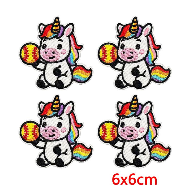 10PCS Softball Themed Iron On Patches, Softball Bow & Unicorn Embroidery Patches, Patches for Clothing DIY Decoration