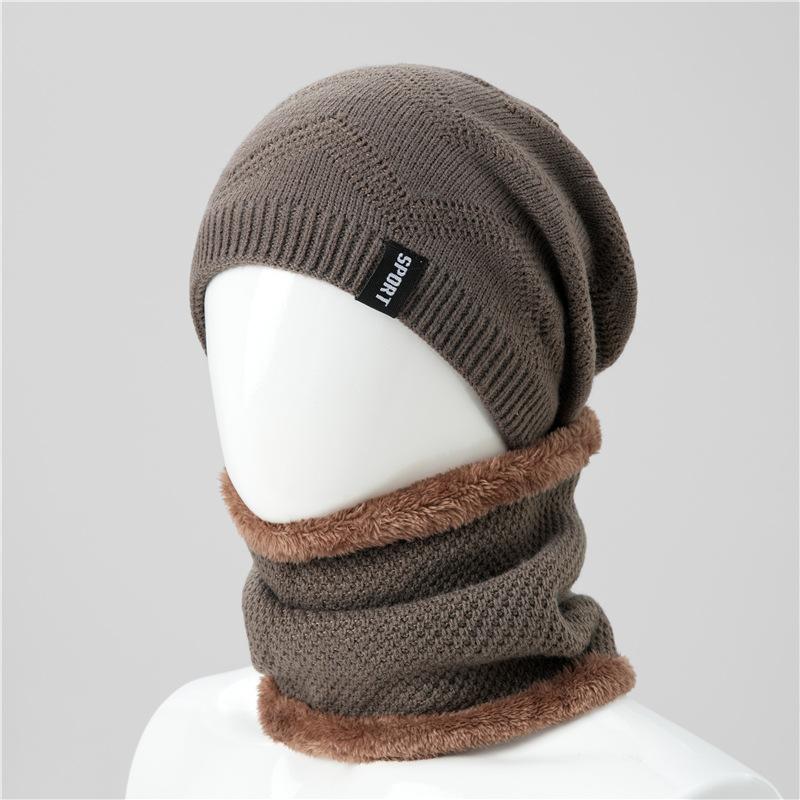 Autumn and Winter Hat Men's Double-layer Velvet Thickened Knitted Wool Hat Outdoor Warm and Cold Hat Old Cotton Hat