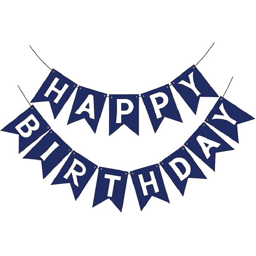 Navy Blue Happy Birthday Banner Signs Party Decorations for Women Men Girls Boys