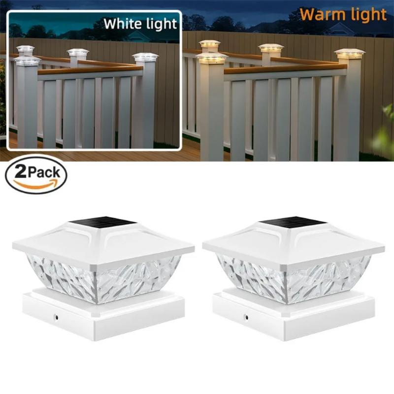 Solar-Säulen-LED-Leuchte Wasserdichte Solarlichter Außenbereich Garten Sonnenlicht für Zaun Weg Außenleuchte Dekoration Weißes und Warmes Zweifarbiges Licht