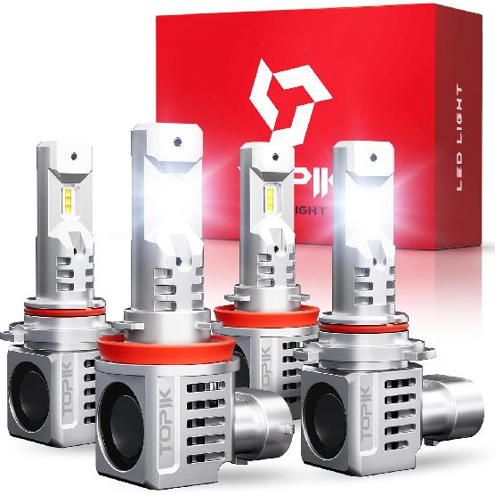 TOPIK T26 9005 H11 LED Bulb Combo HB3 H9/H8 Bulbs, 900% Brighter 72000LM 6500K Cool White, Plug N Play With 50000Hrs Lifespan, 99% Compatibility,
