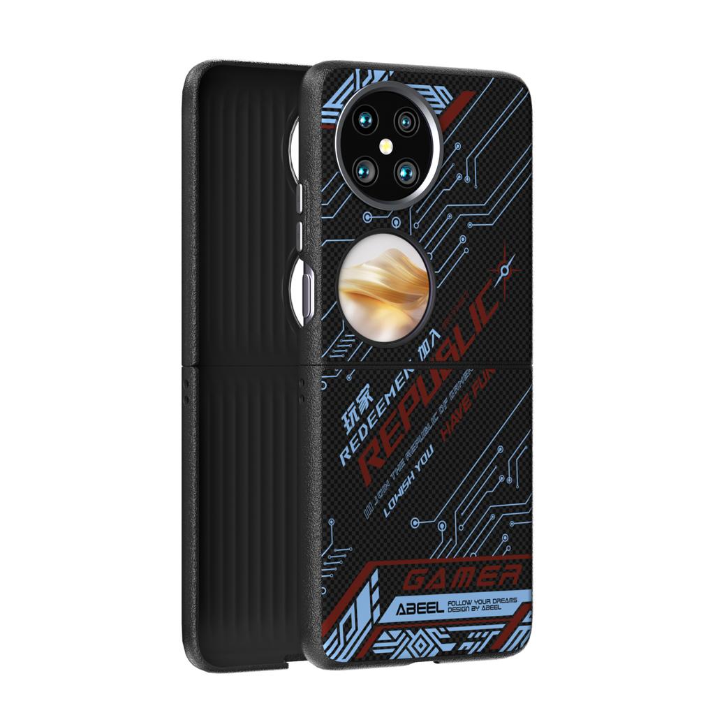 For Huawei Pocket 2 Case Magsafe Slim Carbon Fiber Magnetic Wireless Charger Flip Foldable Folio Case Cover Metal Lens Grip