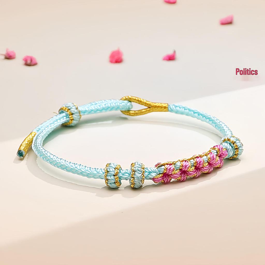 Handmade Peach Blossom & Lily of the Valley Knot Zodiac Bracelet – Red Rope for Men & Women, Bead-String DIY Semi-Finished.