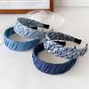 Korean Style Blue Denim Wide Twill Headband – High Skull Top Face-Washing Hair Accessory