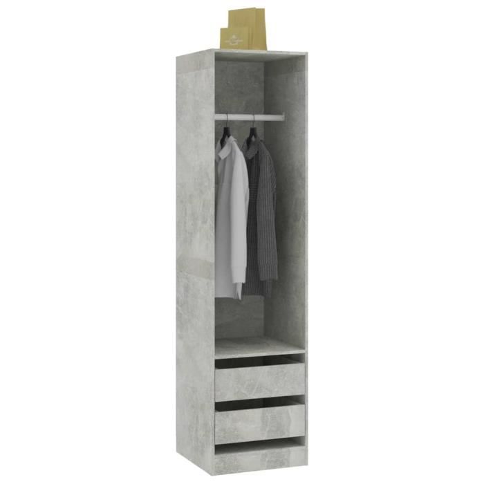 VidaXL Garde-robe avec tiroirs Gris béton 50x50x200 cm Bois ingénierie 800616