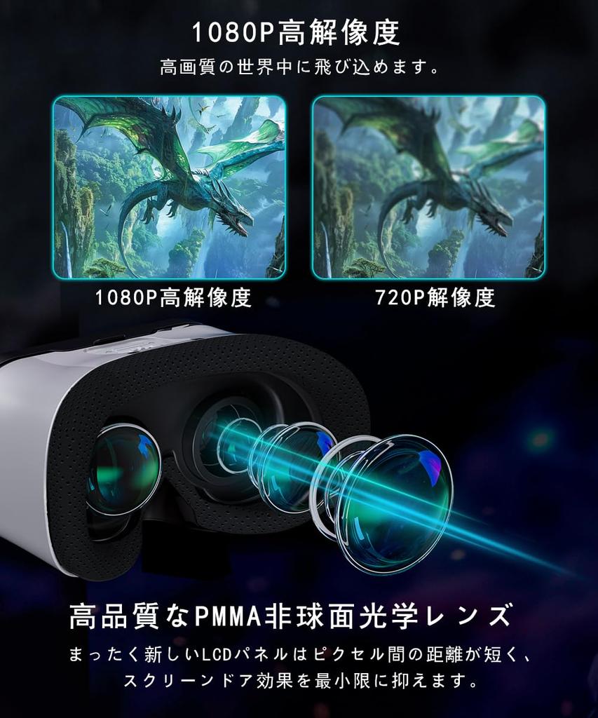 New VR VR Goggles for Smartphones UBEJI VR Head Mounted Display Ultra Wide Angle 1080P Adjustable Focal Length and Interpupillary Distance Aspheric