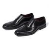 Fashion Men's Classic Lace-Up Oxfords Genuine Leather Luxury Office Shoes Solid Cap Toe Wedding Party Formal Dress Footwear for Men