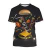 Hamburger Food 3D All Over Print Short Sleeve T Shirt Casual Graphic Street Tops