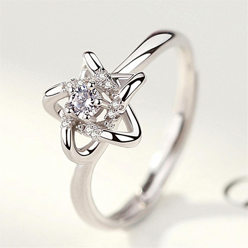 Five -Pointed Star Ring For Women ,Plated Jewelry ,Star Open Ring ,Adjustable Mouth ,Trendy Student 