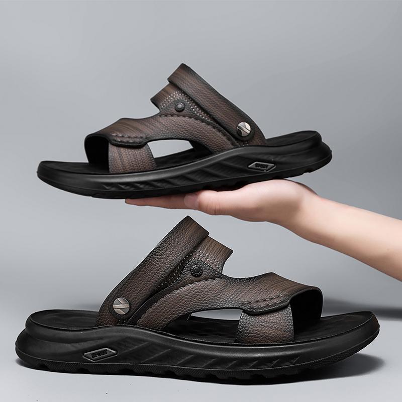 Summer Sandals for Men Outdoor Casual Sport Slippers PU Leather Non slip Breathable Roman Shoes Beach Flip Flop Garden Shoes