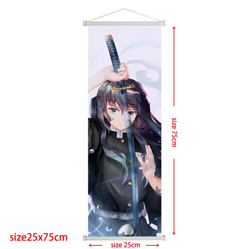 

Плакат-сувій Demon Slayer Ренгоку Кьоджуро Домашній декор Камадо Танджіро Прикраса для вітальні Підвісна картина Дитячий подарунок Плакати 25*75cm чорний