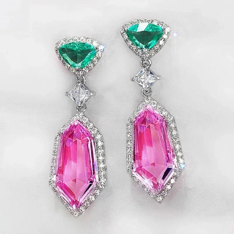 Shiny Zircon Wedding Hanging Earrings with High Grade Temperament Geometric Cubic Zirconia  Quality Women's Luxury Jewelry