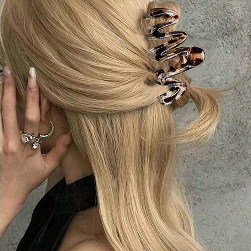 3pcs Fashion Hair Claw Clip Large Wave Style Hairpins Clamps Stylish Barrettes Hair Accessories for Women Ponytails Headwear