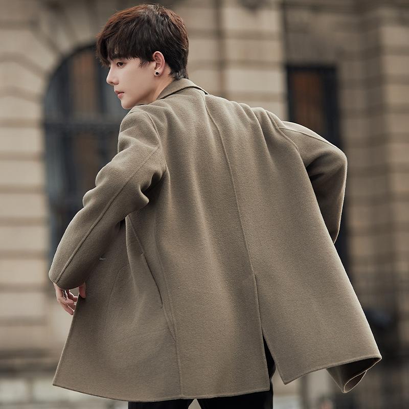 Wool Woolen Coat Men's Short Non-cashmere Coat Korean Version Double-sided Suit High-end Sense
