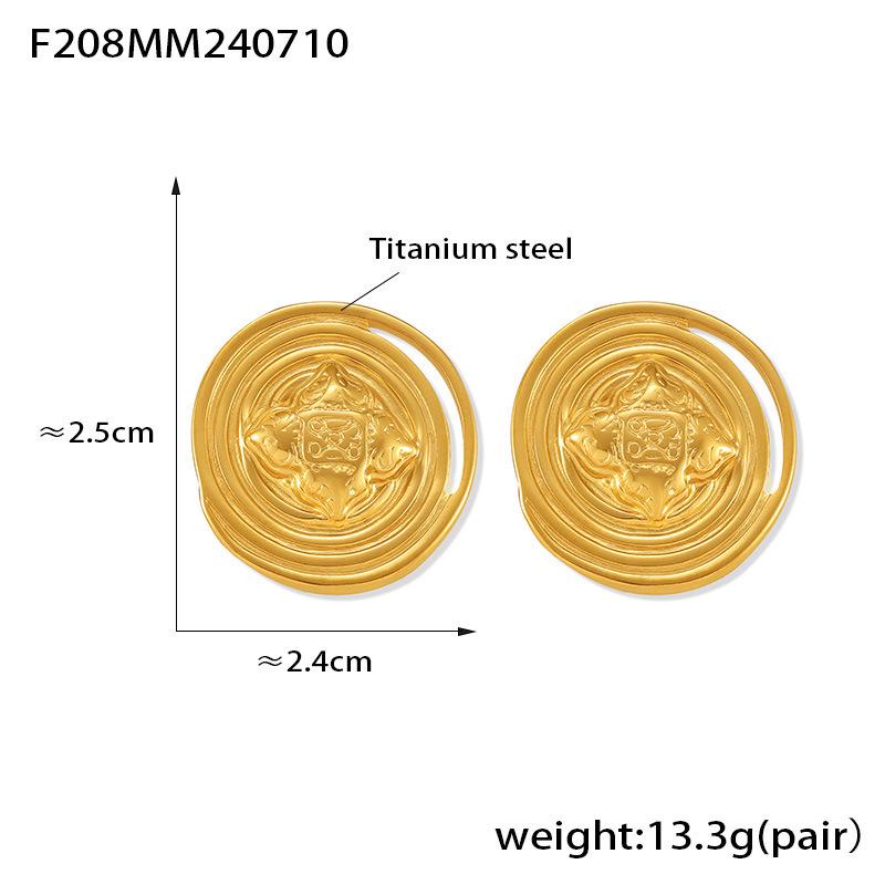 Vintage Minimalist Round Gold-Plated Titanium Steel Stud Earrings
