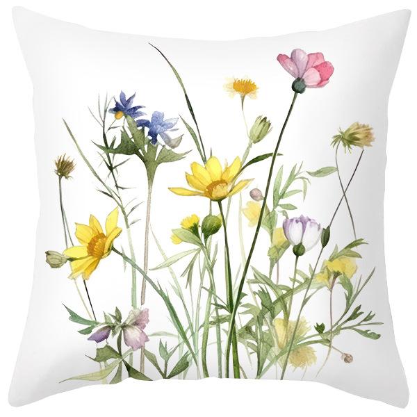 Spring New Flower Print Peach Leather Velvet Pillowcase Plant Flowers Fresh Cushion Set Decorative Pillow