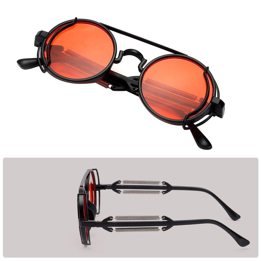 Fashion Punk Double Spring Temples Sun Glasses Steampunk Sunglasses Men's Eyewear Round Sunglasses