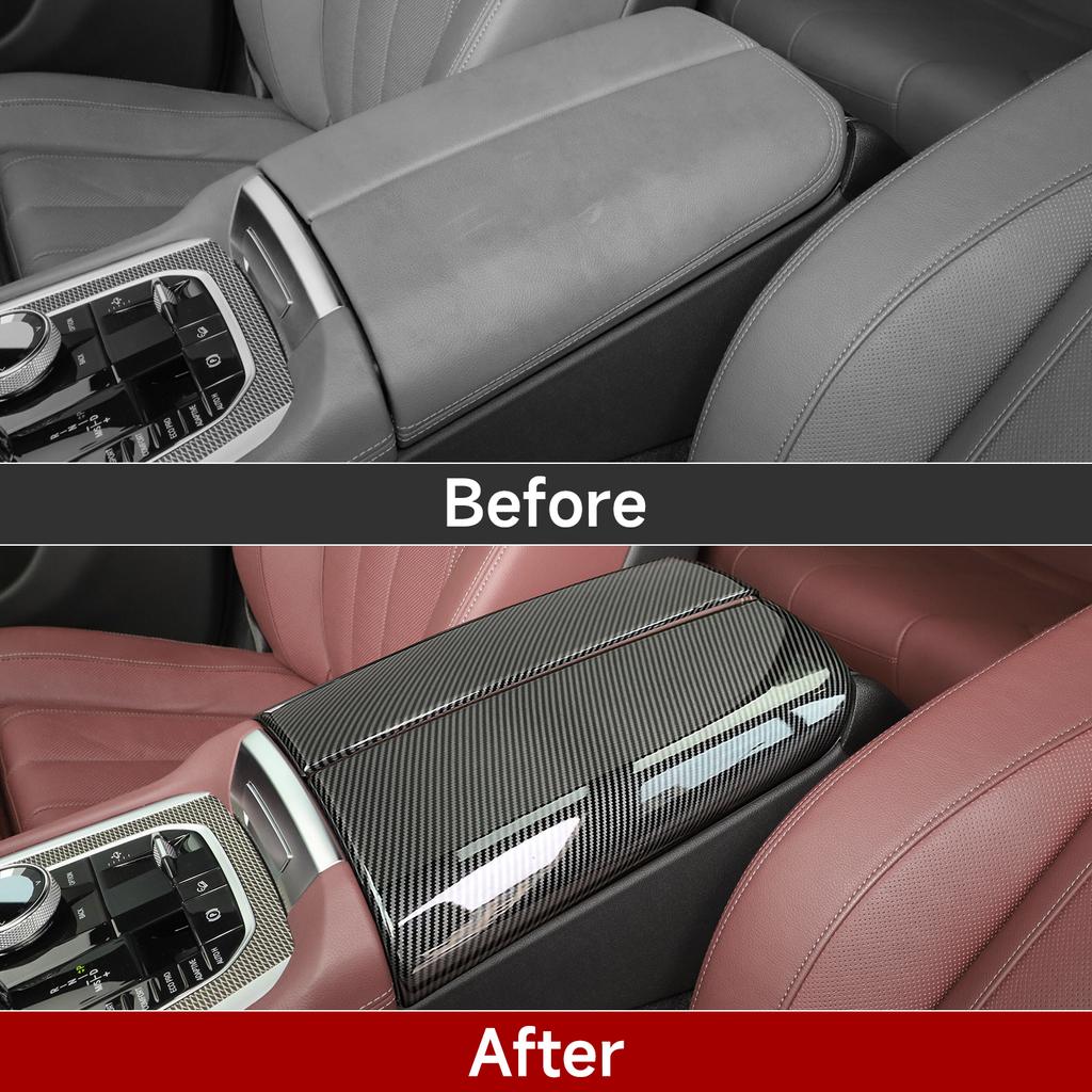 For BMW X5 G05 X6 G06 X7 G07 -2022 Accessories Armrest Cover Lid ABS Carbon Fiber Car Center Console Storage Box Cover