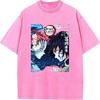 Anime Demon Slayer Tomioka Giyuu Akaza Graphic Tee Men Women Retro Washed T-shirts Cotton Manga T Shirt Harajuku Casual Tshirt