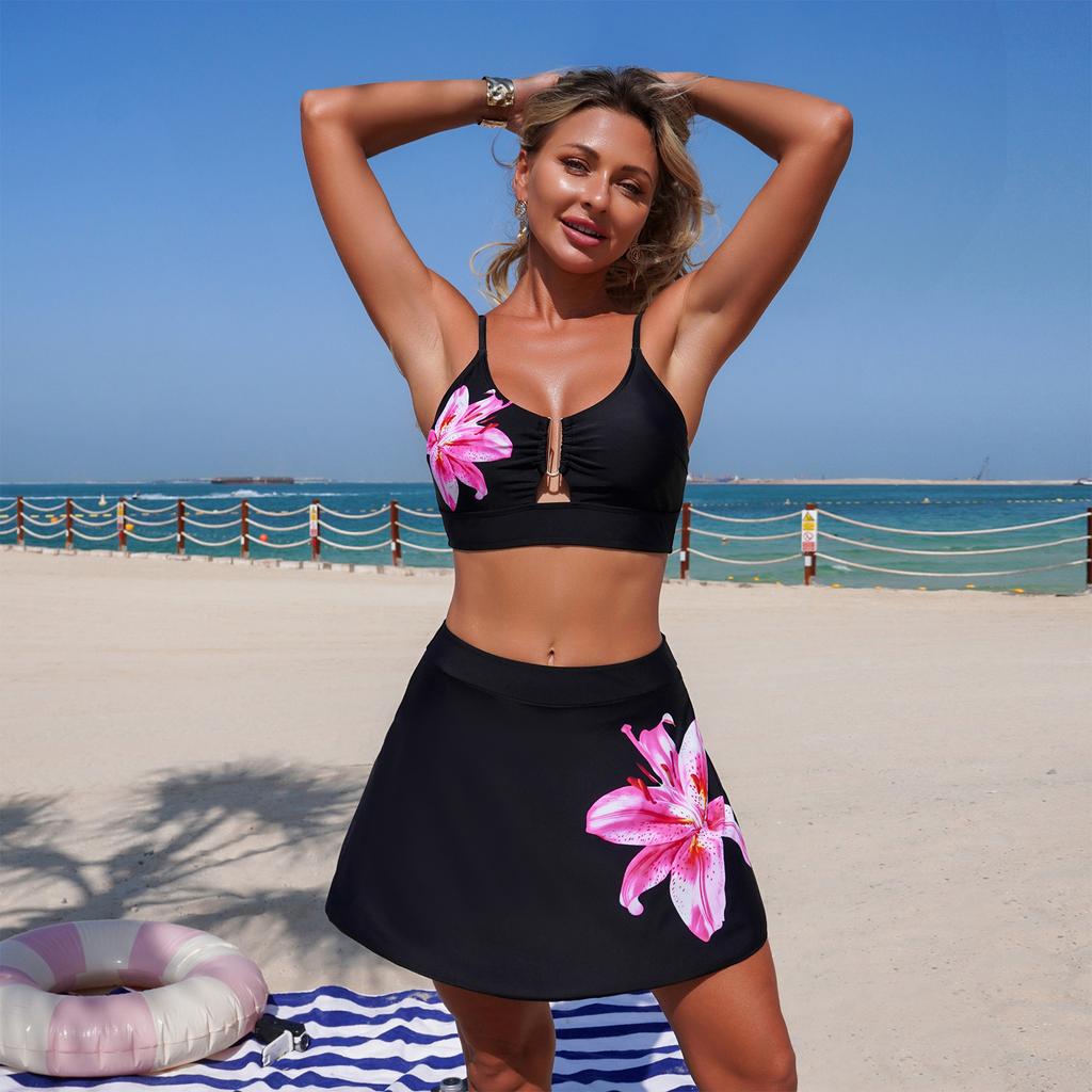 Women's Split Print Bikini Swimsuit Sport Swimsuit