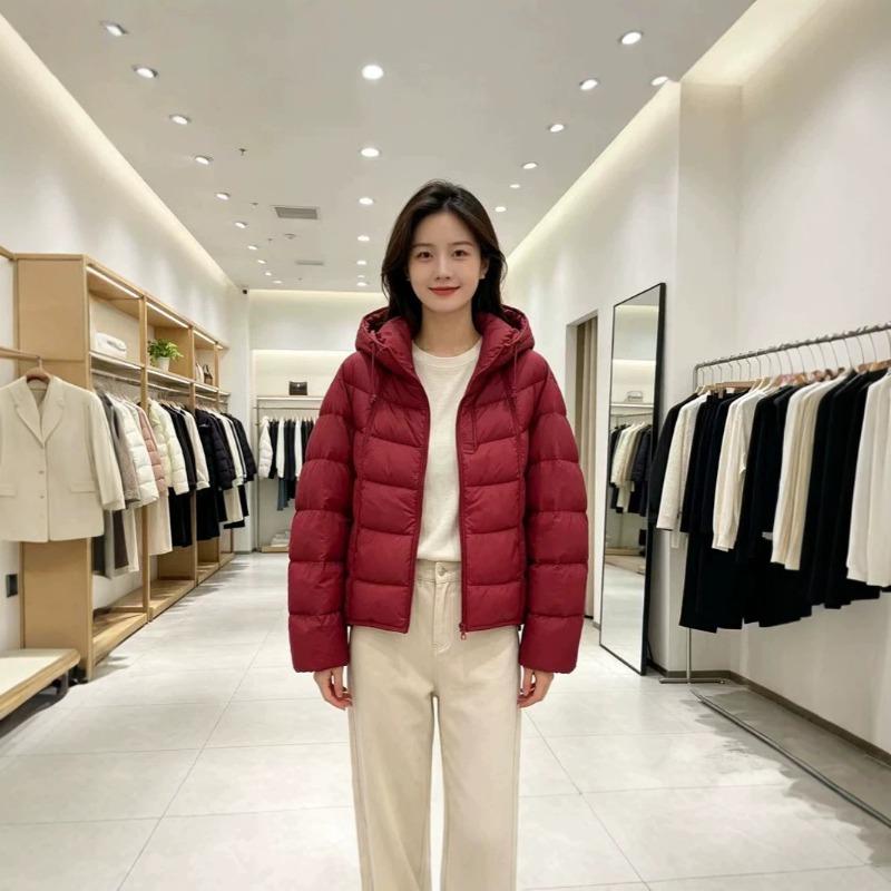 Winter white duck down short down jacket winter hooded jacket new bread clothes simple and trendy