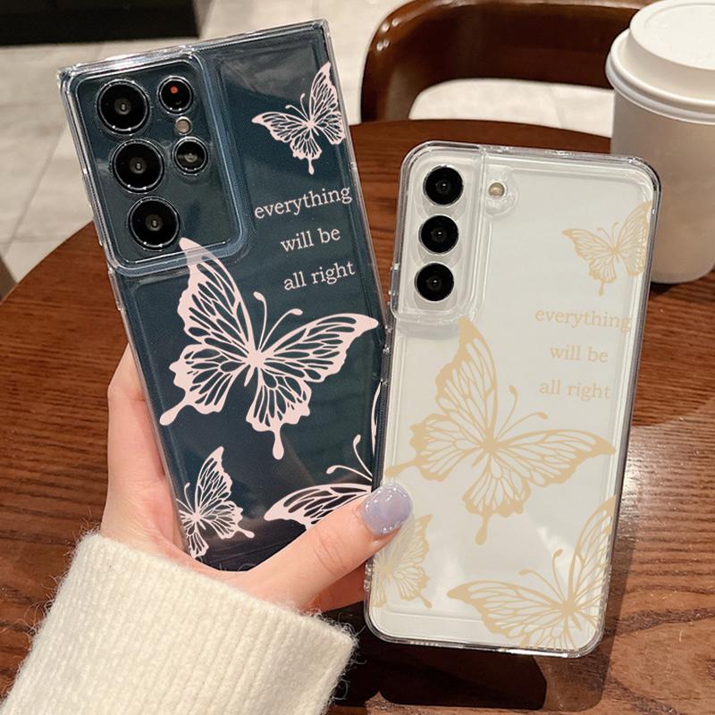 Hollowed Out Butterfly Pattern Phone Case For Samsung Galaxy S26 S25 S24 S23 Ultra S22 Plus S24 S21 FE S25 Edge Clear Soft Cover