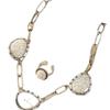 Boho Vintage Turquoise Alloy Necklace Earring Ring Set Women Men Ethnic Style Jewelry Cross Chain Crown Roman Numeral Design