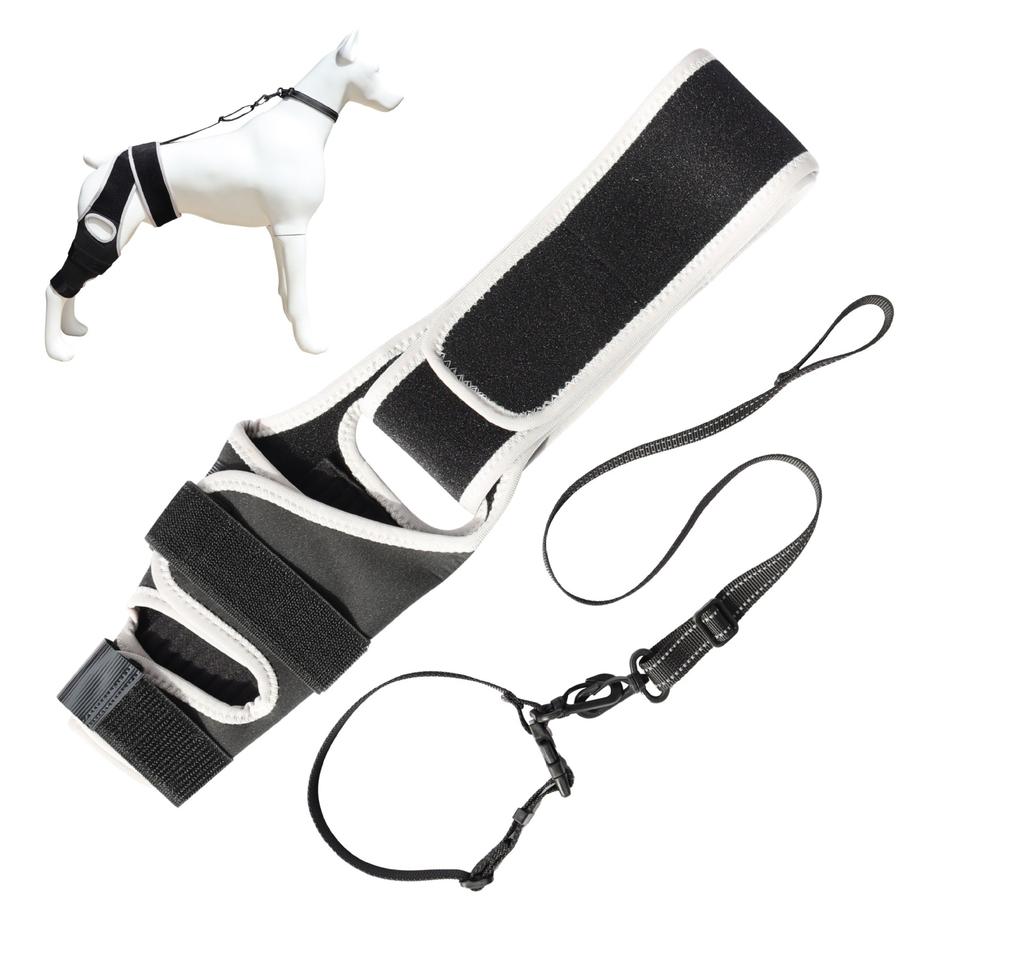 Adjustable Dog Leg Brace Support with Removable Stiffening Strips and Collar Strap for Pet Limb Protection and Stability HT2 Model