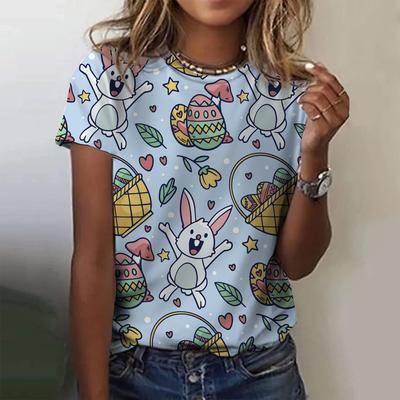Easter Bunny Women's T-shirt Pattern Girls' Clothes Summer Round Neck Short Sleeve T-shirt Women's Street Wear Oversized Shirt