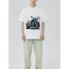 Motorcycle T Shirt Black Blue Motorcycle with Autumn Leaves Print for Casual Wear