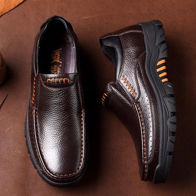 Newly Men's Genuine Leather Shoes Size  Head Leather Soft Anti-slip Driving Shoes Man Spring Business Dress Shoes