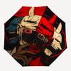 1pc Cyberpunk Mask Automatic Umbrella - 8-Rib Portable Folding Black Iron Frame for Outdoor, Beach, Travel, Beach Umbrella,018