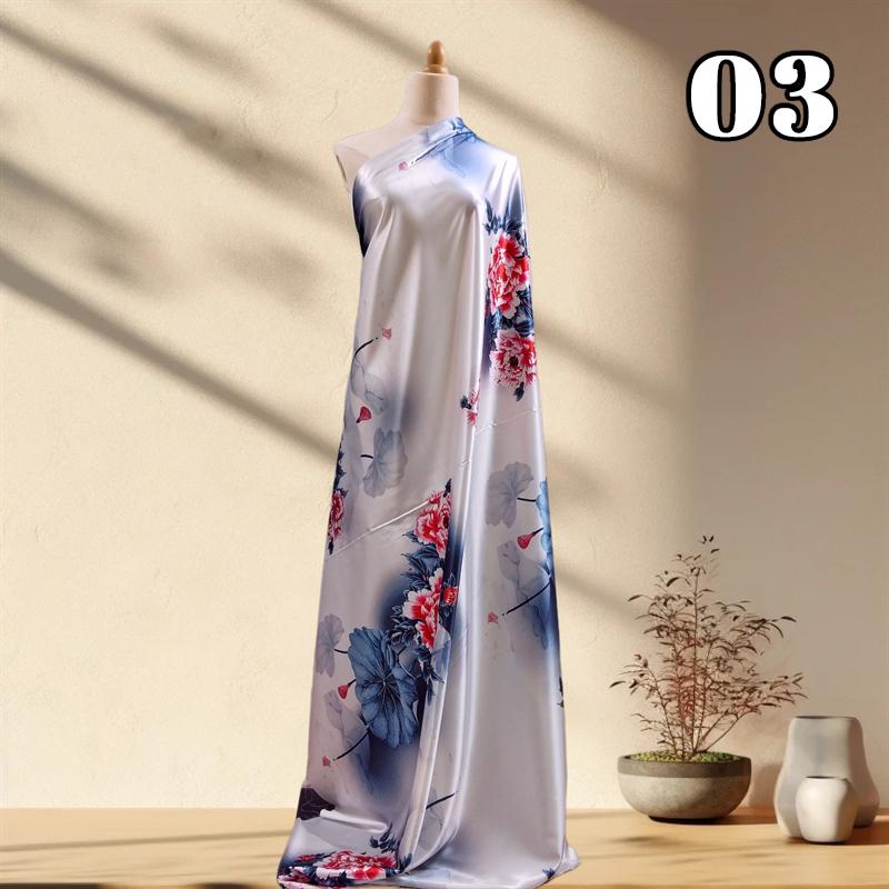 50x150cm Printed Cheongsam Satin Fabric Dress Pajamas Chinese Ancient Style Hanfu Clothing Simulation Silk Satin DIY Fabric