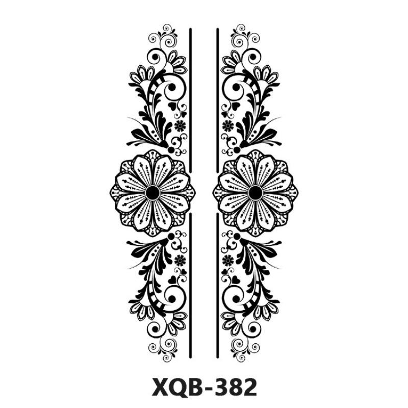 Tattoo Sticker Small Full Arm Animal Tiger Wolf Flower Arm Half Arm Waterproof Lasting Black and White Transfer Sticker