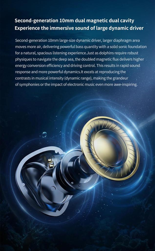 TRN Dolphin Wired 1DD Dynamic Second Generation LCP Dual Magnetic Dynamic HiFi Monitor Metal Detachable Interchangeable Plug In-Ear Headphones, (1