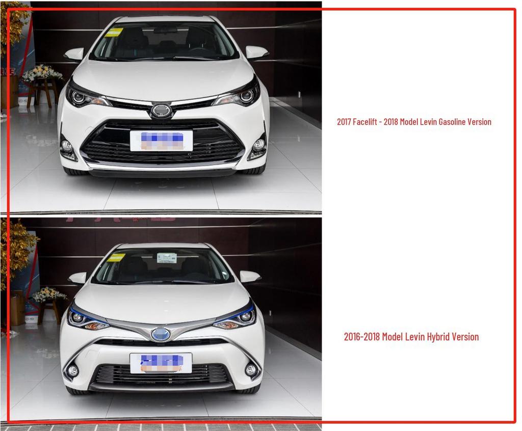 Toyota Levin 17-18 Front & Rear Body Kit: Modified Splitter, Bumper Lip, Spoilers, and Side Skirts.
