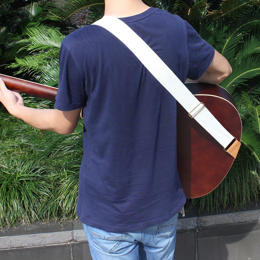 Adjustable Guitar Belt Woven Cotton Guitar Strap with Leather Ends for Electric Acoustic Folk Guitar