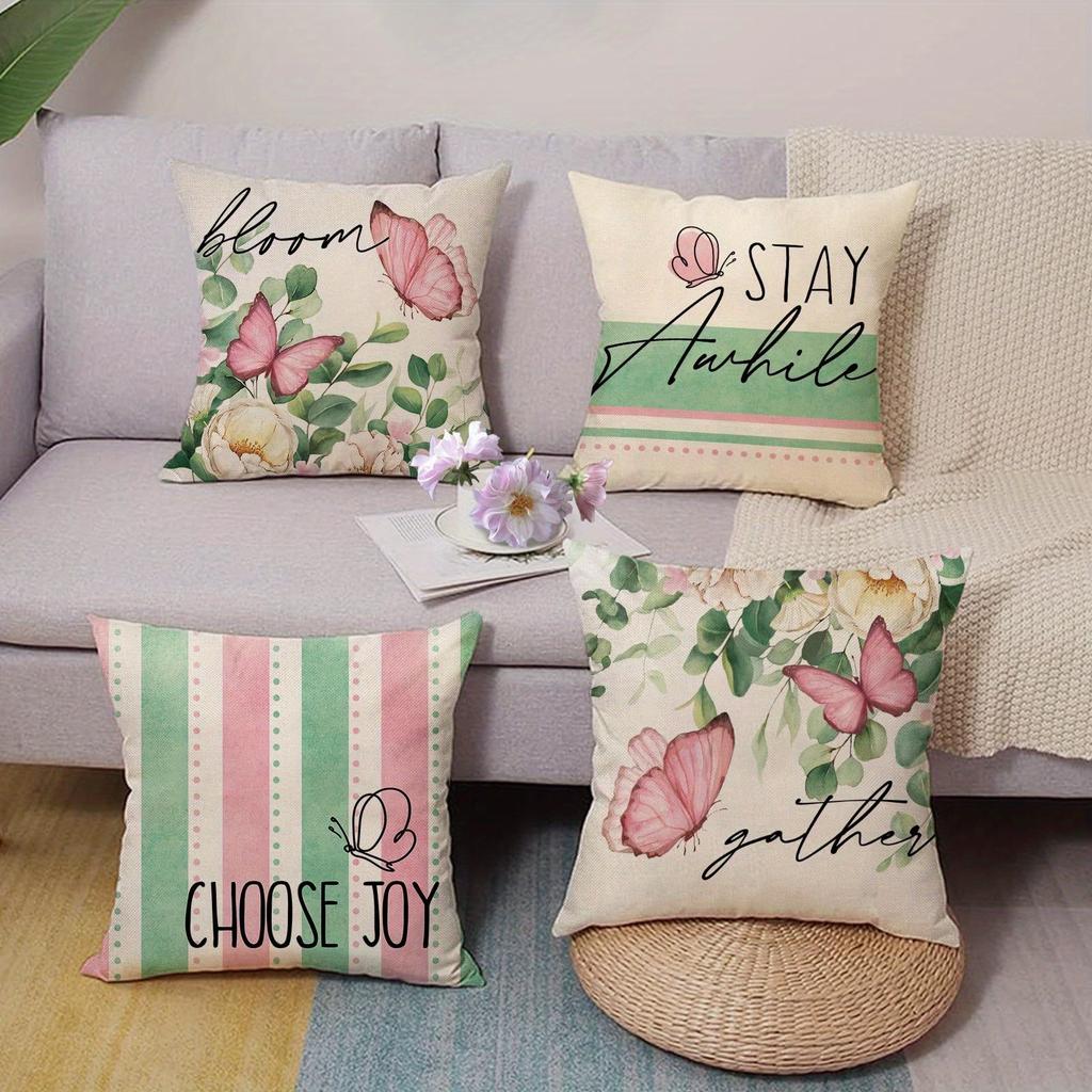Idyllic Floral - Butterfly Pillow Covers with Uplifting QuotesLiving room sofa cushion cover, room decoration