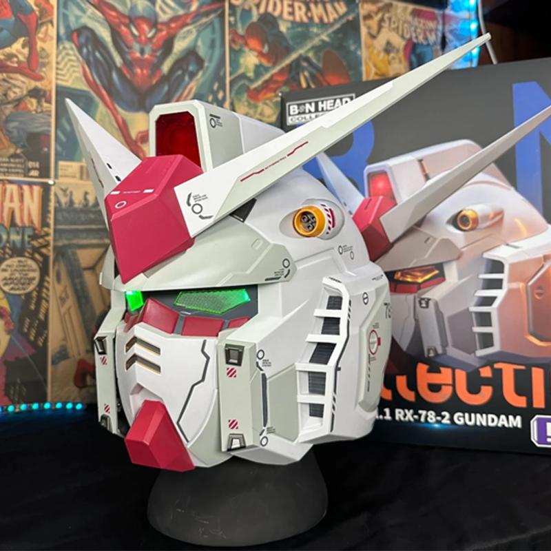 1:1 Scale RX-78-02 Helmet With Base Cyber Style Robot Mecha Design Lightweight Structure Touch Control Collectible Toy & Gift