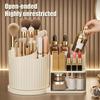 Rotating Makeup Storage 360 Degree Rotating Makeup Organizer with Brush Holder Transparent Cosmetic Storage Box for Skincare