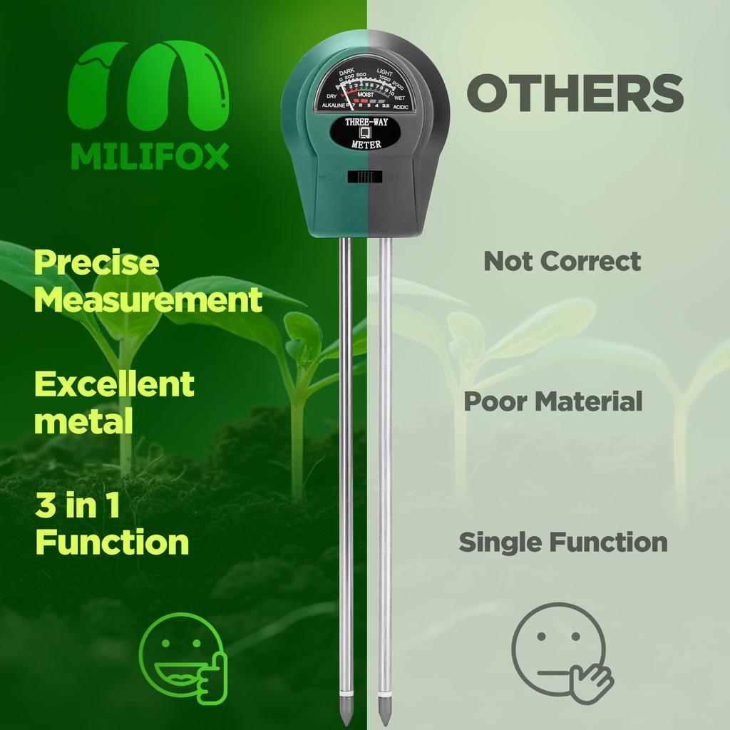 Soil Moisture Meter 3 in 1 Soil pH Tester Sunlight Garden Flowers Soil Moisture Sensor Plant Water Monitor PH Monitor Detector