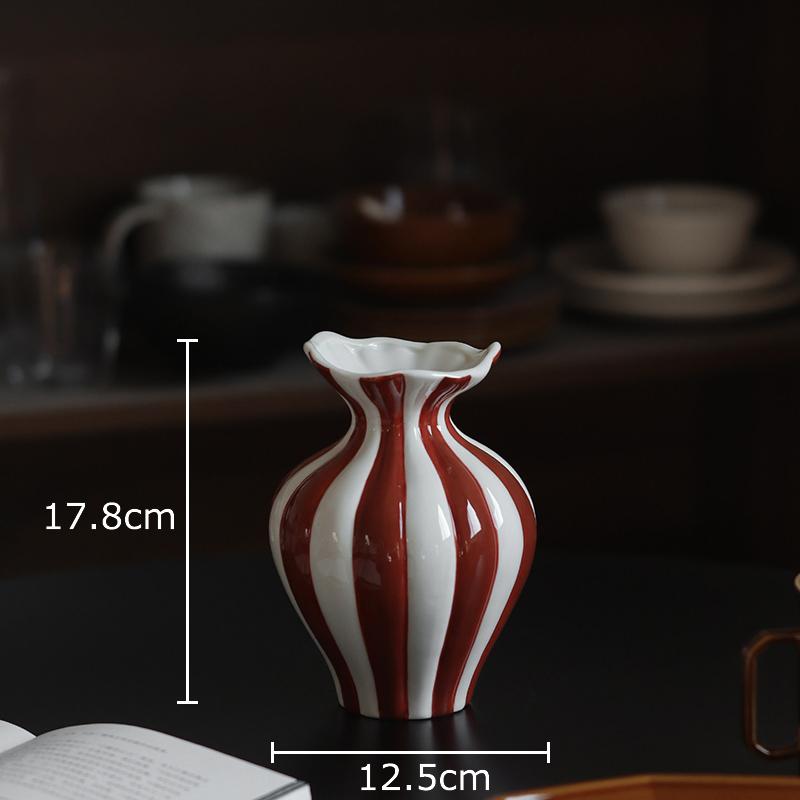 

Hand-painted Striped Ceramic Vase Desk Decoration Creative Flower Pots Flowers Arrangement Floral Vases Room Aesthetic Decor
