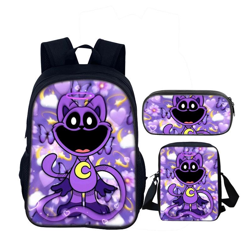 Set 3pz Borsa Scuola Critters Sorridenti 40cm/15.7inch Zaino Borsa a Spalla Astuccio Borse per Computer per Ragazzi Ragazze Miglior Regalo