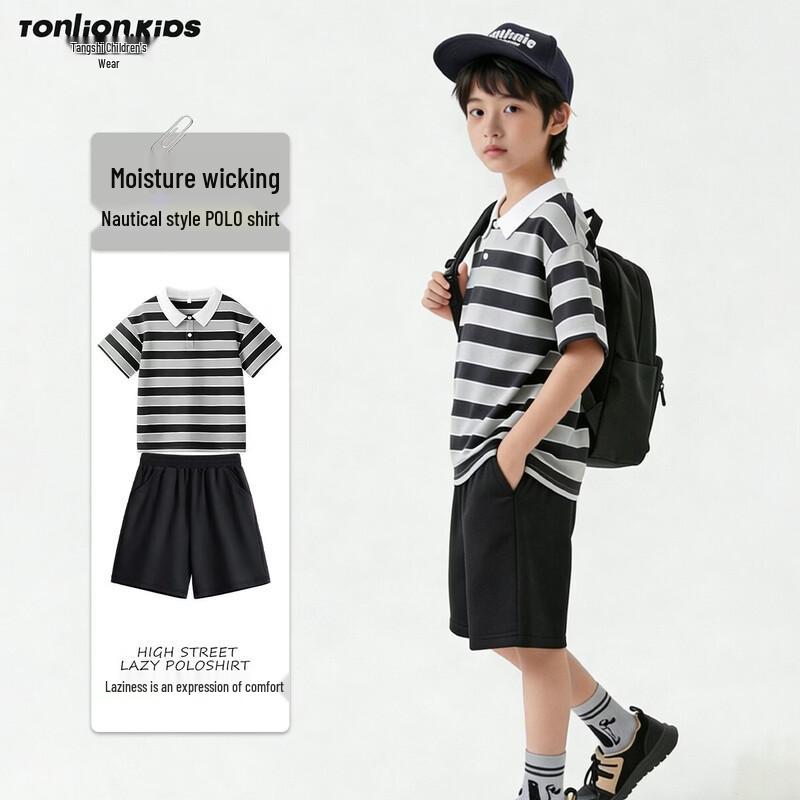 TonLion Kids  Summer Thin Polo Shirt & Shorts Set 150