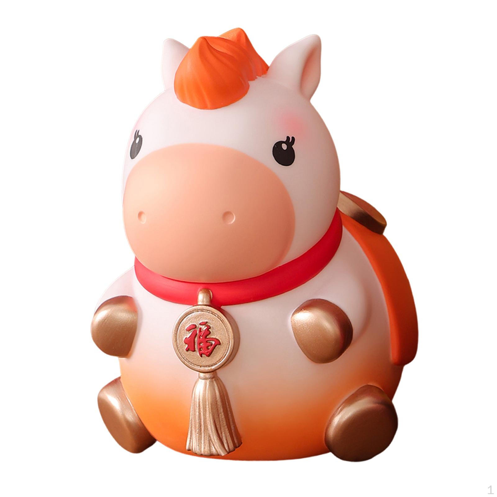 

Horse Statue Animal Sculpture Piggy Bank Cute Craft Ornament Money for Office Bedroom Bookshelf Orange Small