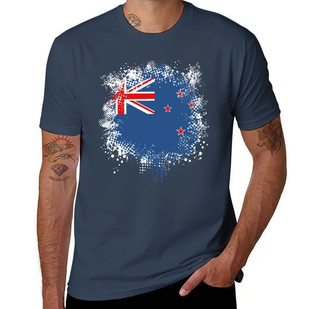 Flagge von Neuseeland Splat T-Shirt Fitness Schnelltrocknend Kurzarm Top