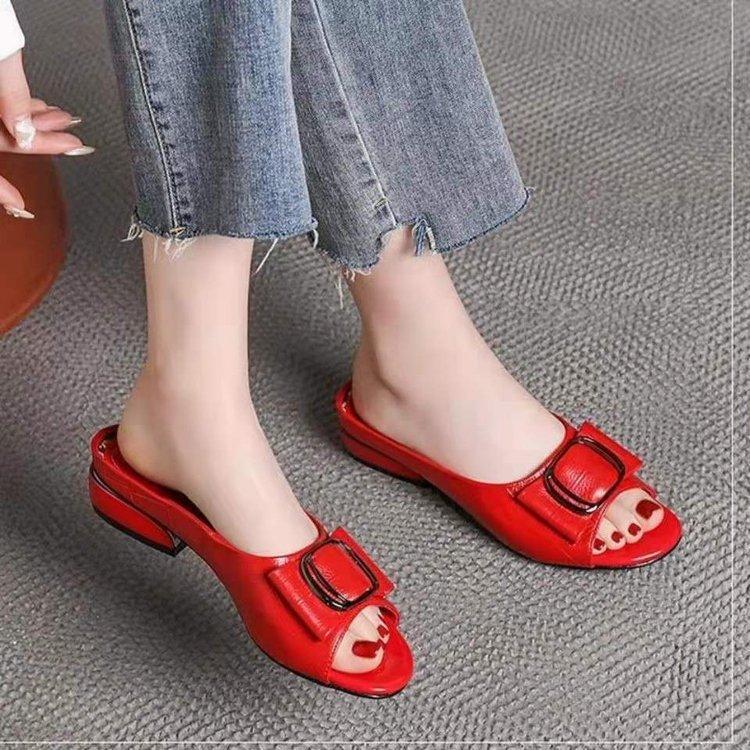 

Comfortable deep mouth single shoes non-slip women s leather shoes round head large size women s shoes flat bottom 34 червоний
