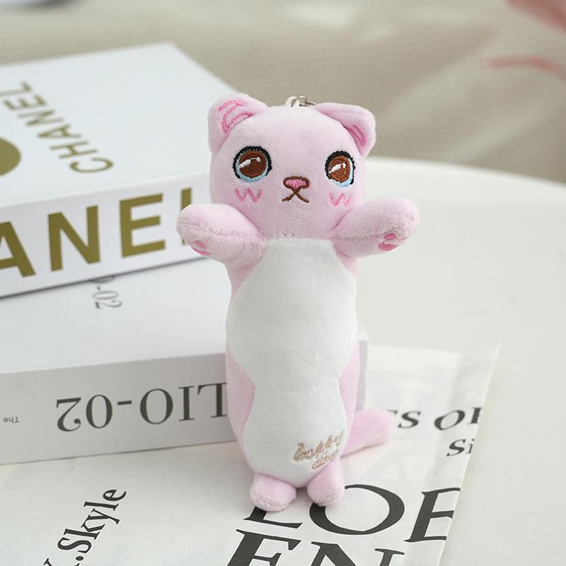 Charming Long Plush Cat Keychain Fluffy Pp Cotton Cat Stuffed Toy розовый