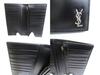 Authentic Saint Laurent Silver YSL Motif Black Leather Long Flap Wallet #a848  Open box