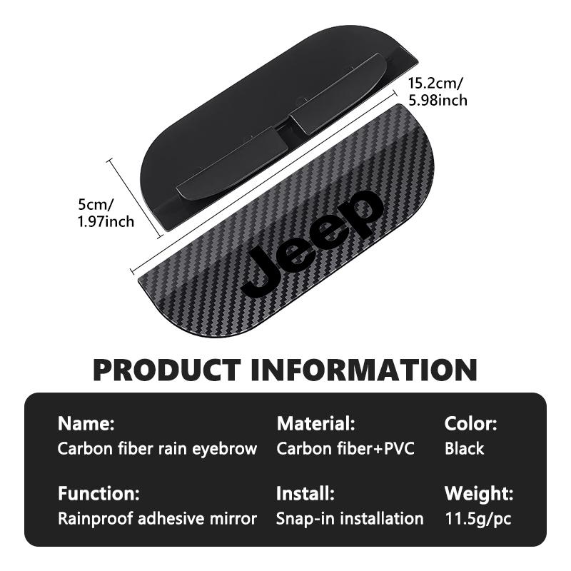 2Pcs Universal Car Carbon Fiber Rearview Mirror Rain Eyebrow For Jeep Grand Cherokee Wrangler JK Renegade Gladiator Compass